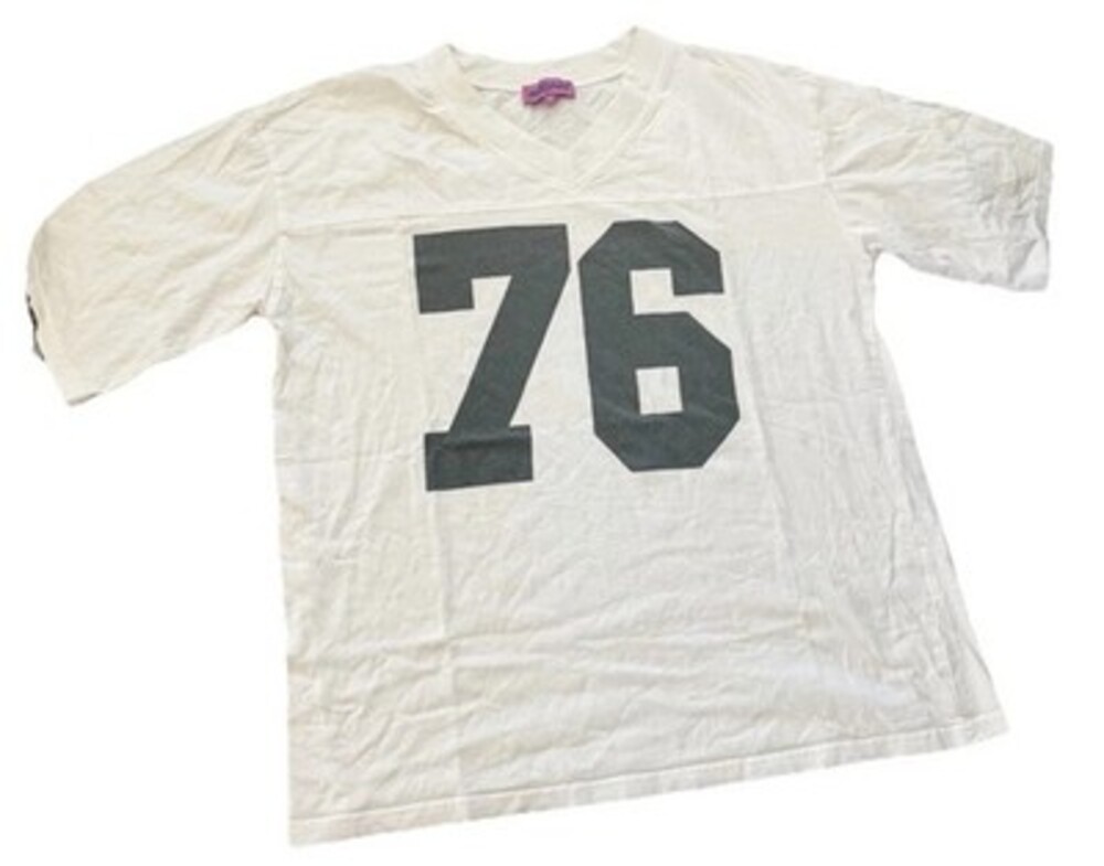 Edikted Womens XS White Jersey Tee #76 Oversized Crop Top V Neck Short Sleeve